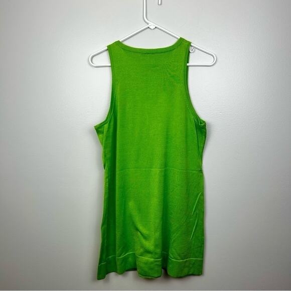 Adrienne Vittadini Womens Large Lime Green Tank Top Sweater Dress, 100% Cotton - Picture 2 of 5